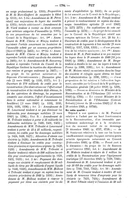 TABLES GÃNÃRALES - DÃ©bats parlementaires de la 4e RÃ©publique