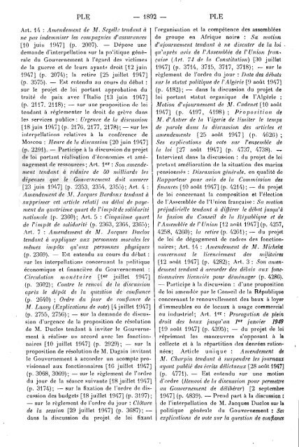 TABLES GÃNÃRALES - DÃ©bats parlementaires de la 4e RÃ©publique