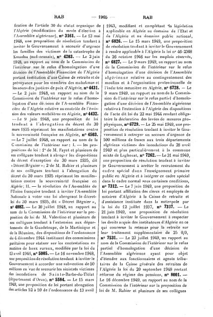 TABLES GÃNÃRALES - DÃ©bats parlementaires de la 4e RÃ©publique