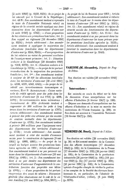 TABLES GÃNÃRALES - DÃ©bats parlementaires de la 4e RÃ©publique