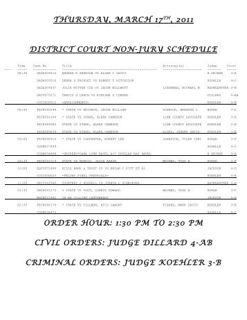 thursday, march 17th, 2011 district court non-jury schedule order ...