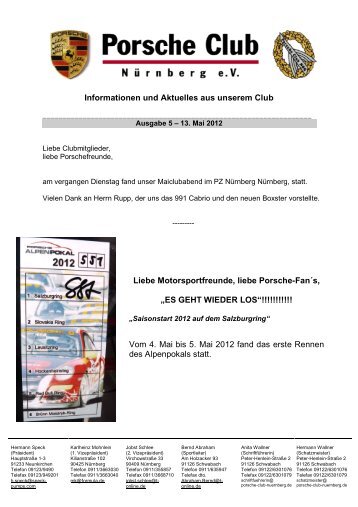 Porscheclub Info Ausgabe 05-2012 - porsche-club-nuernberg.de