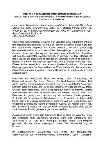 Rezension zum Steuerberater-Branchenhandbuch - Kanzlei Dr. jur ...