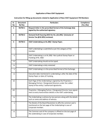 Validation Checklist for Application of New VSAT Equipment - MCX