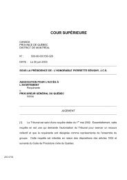 Jugement d'autorisation du recours collectif - Trudel & Johnston