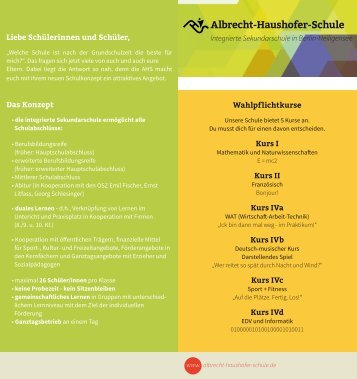 Flyer zum Tag der offenen Tür - Albrecht-Haushofer-Schule