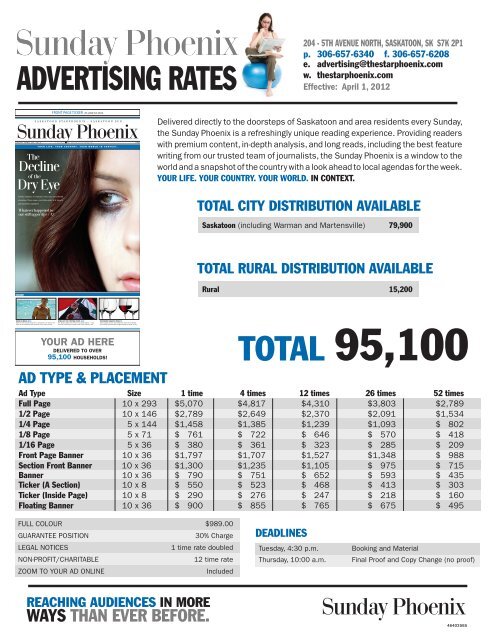 Sample Ad Rates ADVERTISING RATES - Star Phoenix