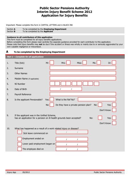 Injury Benefit Application Form - IoMG Unified Scheme