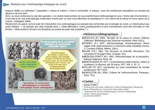 L'anthropologie du vivant : objets et mÃ©thodes - CNRS - Dynamique ...