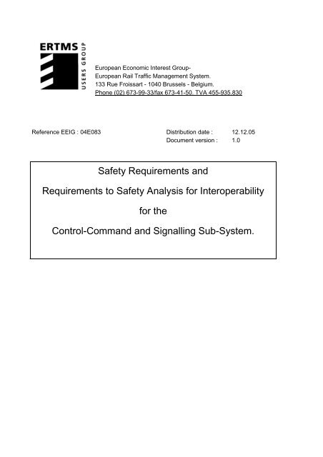 Safety Requirements and Requirements to Safety Analysis for ...
