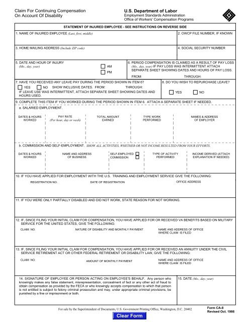 CLAIM FOR CONT COMPENSATION ON ACCOUNT OF DISABILITY