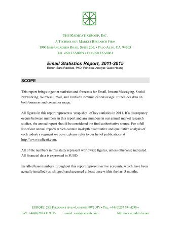 Email Statistics Report, 2011-2015 - The Radicati Group, Inc.