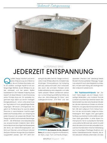 Whirlpool Magazin 01/2009 - Hotspring Spas - Whirlpool-zu-Hause.de