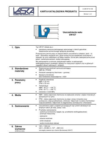KARTA KATALOGOWA PRODUKTU Uszczelnienie waÅu UW-E7 1 ...