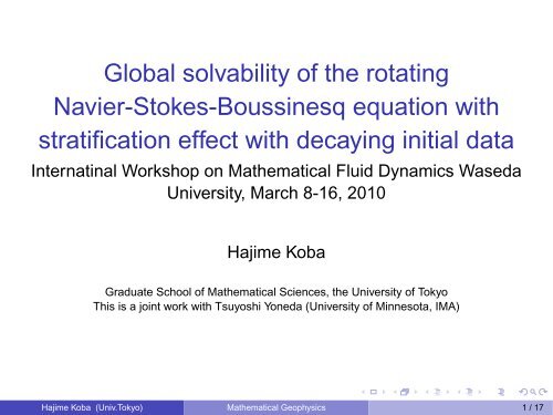 Global Solvability Of The Rotating Navier Stokes Boussinesq Equation