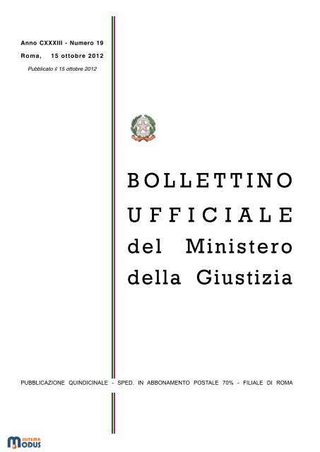 BOLLETTINO UFFICIALE del Ministero della Giustizia