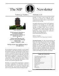 The SIP Newsletter - Society for Invertebrate Pathology