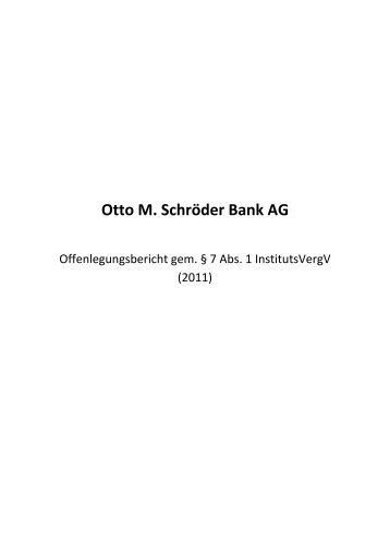 Otto M. SchrÃƒÂ¶der Bank AG