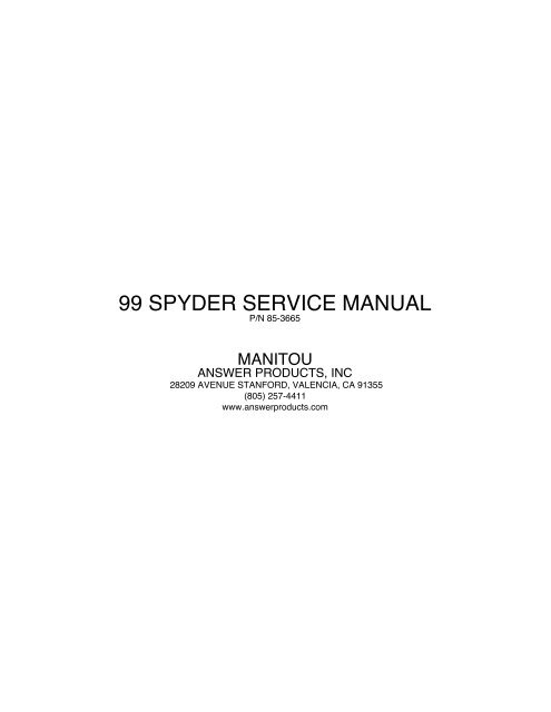 Manitou 1999 Spyder Service Manual - Spoke N' Word Cycles