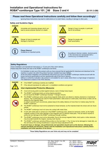 ROBA-contitorque Type 151.3 / 151.4 - Mayr