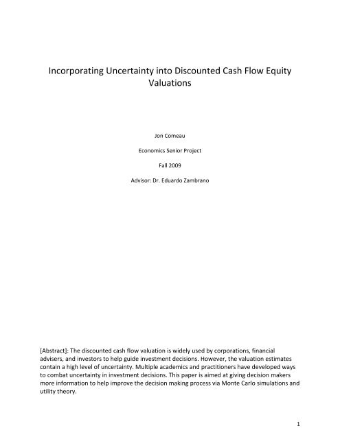 Incorporating Uncertainty into Discounted Cash Flow Equity ...