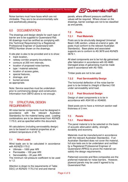 design of noise barriers adjacent to railways - Queensland Rail