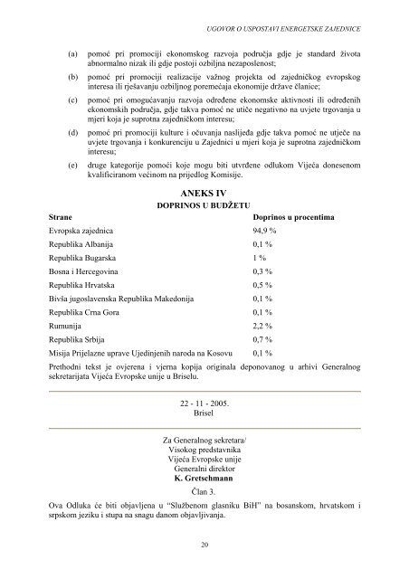 Ugovor o uspostavi energetske zajednice - Ekologija.ba