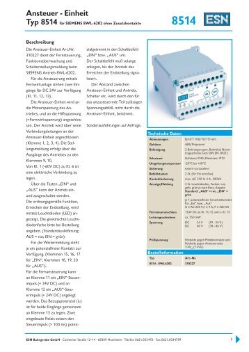 pdf-Datei (457 kB) - ESN BahngerÃÄªte GmbH - ESN BahngerÃ¤te GmbH