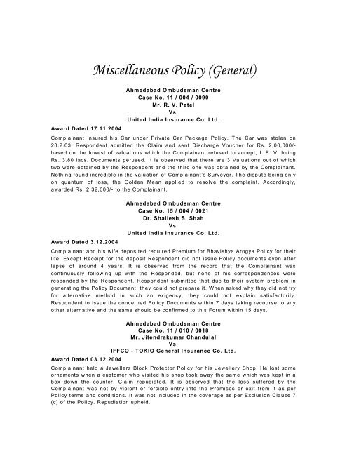 Miscellaneous Policy (General) - Gbic.co.in