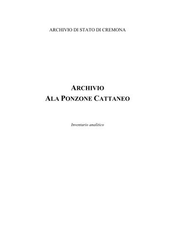 Archivio Ala Ponzone Cattaneo I parte