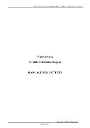 Web Services Servizio Telematico Dogane MANUALE PER L'UTENTE