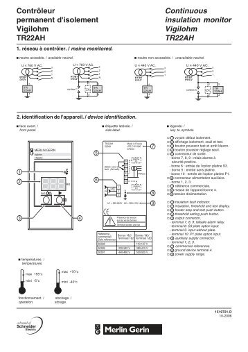 Contrôleur permanent d'isolement Vigilohm TR22AH Continuous ...