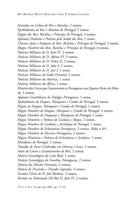 A ordem de um tempo: folhetos na coleÃ§Ã£o Barbosa Machado - Topoi