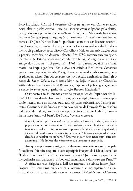 A ordem de um tempo: folhetos na coleÃ§Ã£o Barbosa Machado - Topoi