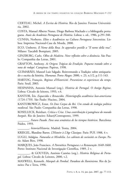 A ordem de um tempo: folhetos na coleÃ§Ã£o Barbosa Machado - Topoi