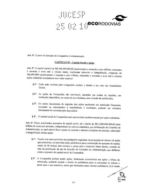 ECORODOVIAS - encerrada em 07/05/2010 - Banco do Brasil