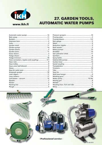 27. GARDEN TOOLS, AUTOMATIC WATER PUMPS