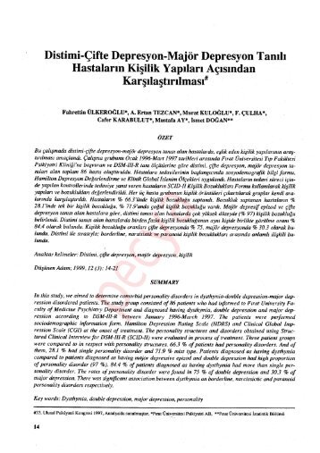 Distimi-Ãifte Depresyon-MajÃ¶r Depresyon Tan Ä±lÄ± ... - DÃ¼ÅÃ¼nen Adam