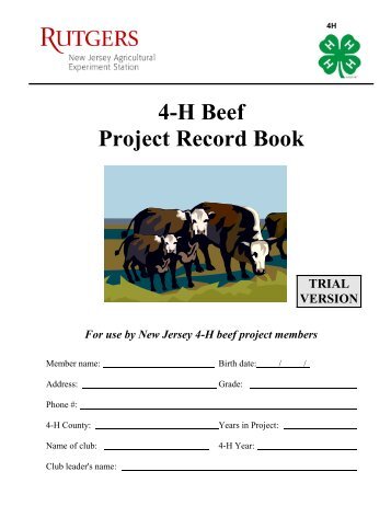 4-H Beef Project Record Book - RCE of Somerset County