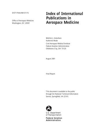 Index of International Publications in Aerospace Medicine