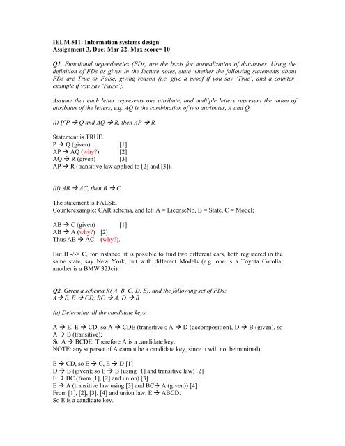 Assignment 3 Model Solution