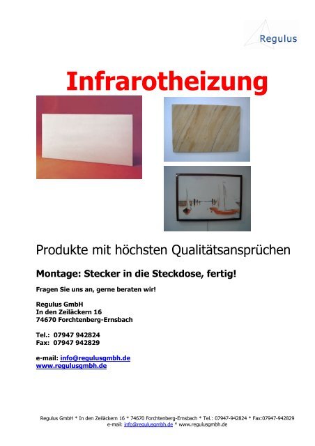 Infrarotheizung - bei Regulus GmbH