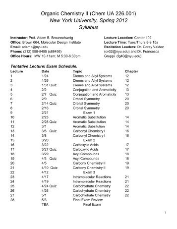 Organic Chemistry II (Chem UA 226.001) New York University ...