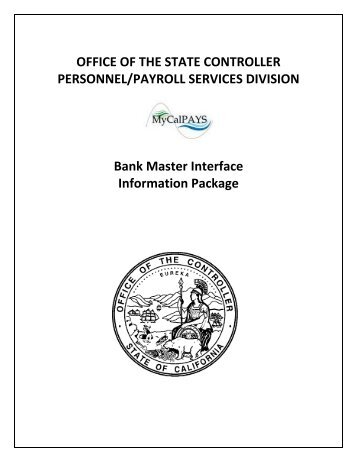 Bank Master Interface Information Package - California State ...