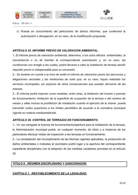 Ordenanza reguladora de terrazas y veladores - Ciudad Autónoma ...