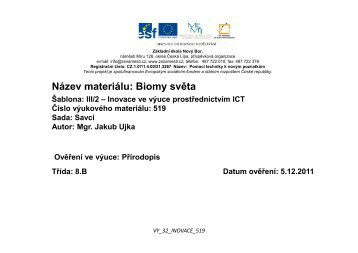 Název materiálu: Biomy světa - Základní škola Náměstí Nový Bor