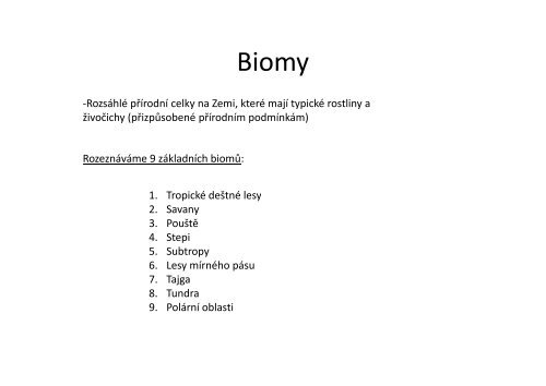 Název materiálu: Biomy světa - Základní škola Náměstí Nový Bor
