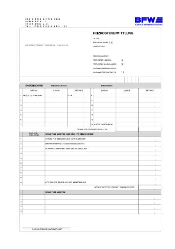 Formular zu Heizkostenermittlung - BFW Dieter Ritter GmbH