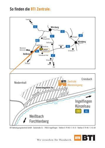 So finden die BTI Zentrale: Weißbach Forchtenberg Ingelfingen ...