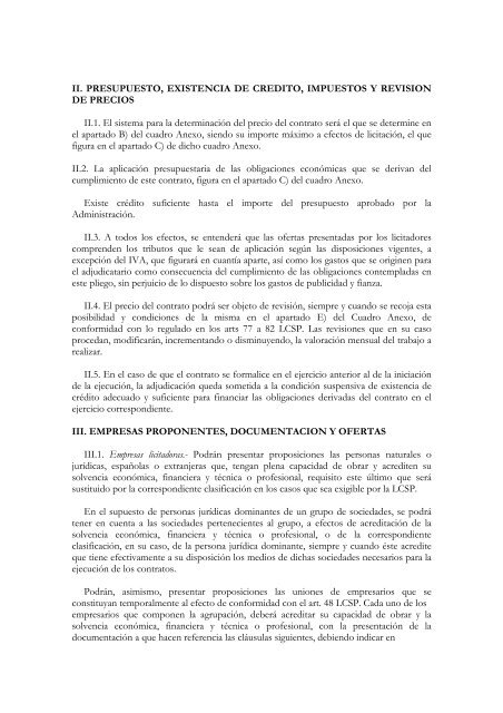 pliego de cláusulas administrativas particulares procedimiento ...